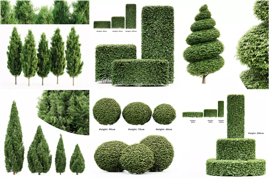 6 Different SETS of Tree Bush SET VOL103 3D Model Collection_0