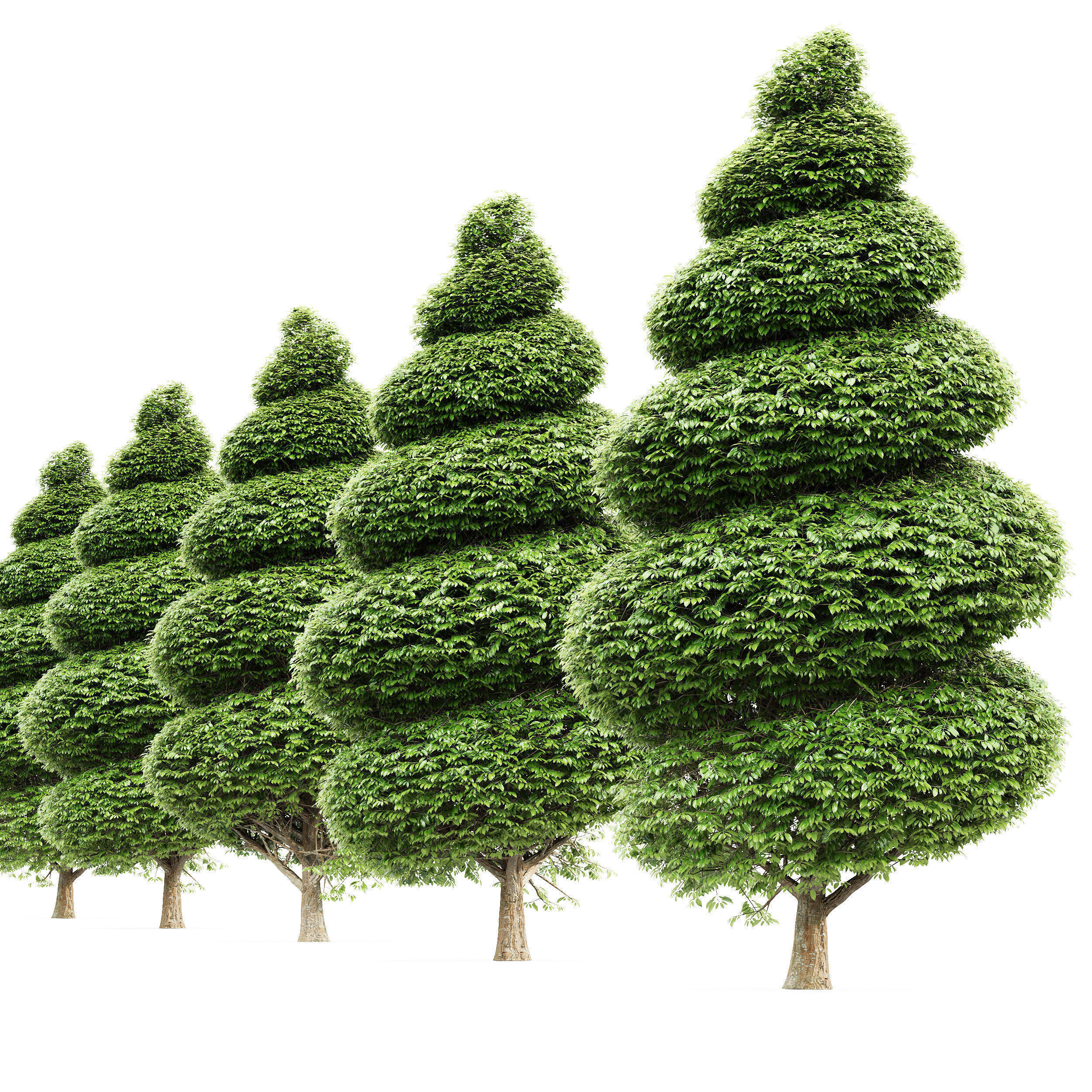 6 Different SETS of Tree Bush SET VOL103 3D Model Collection_13