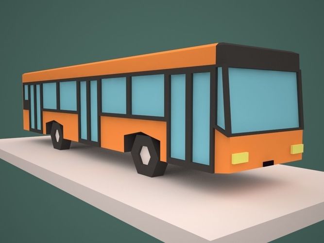 Low Poly Bus Cartoon style Low-poly 3D model