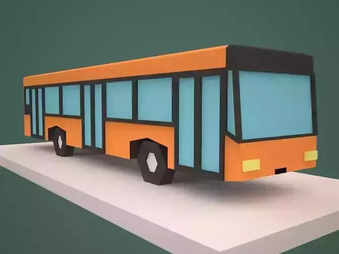 Low Poly Bus Cartoon style Low-poly 3D model