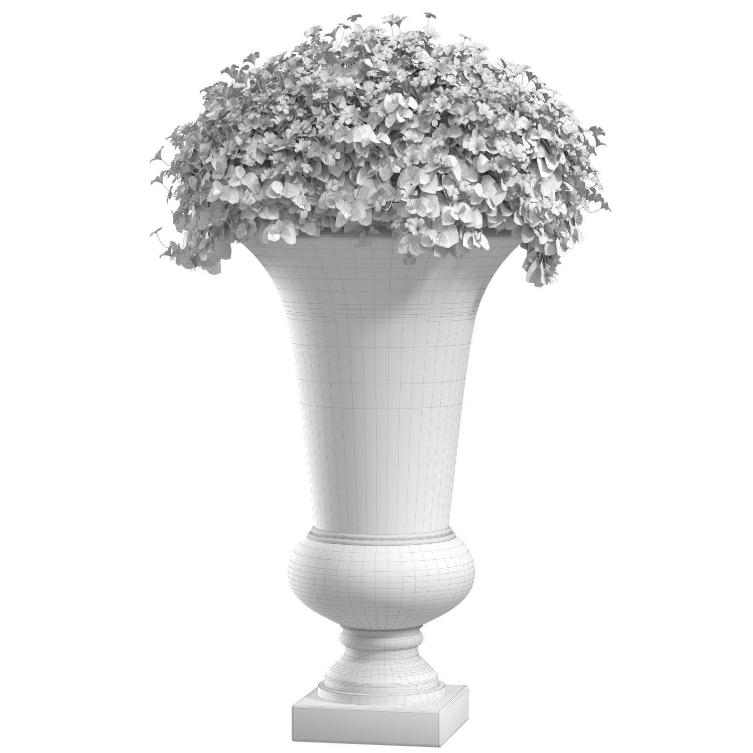 Flowers in a decorative modern vase flowerpot Art Deco 3D model_2