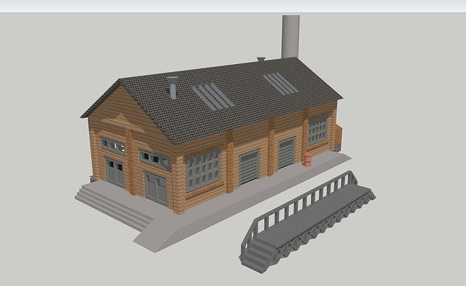 Classic Industrial Factory by Outland Models Low-poly 3D model