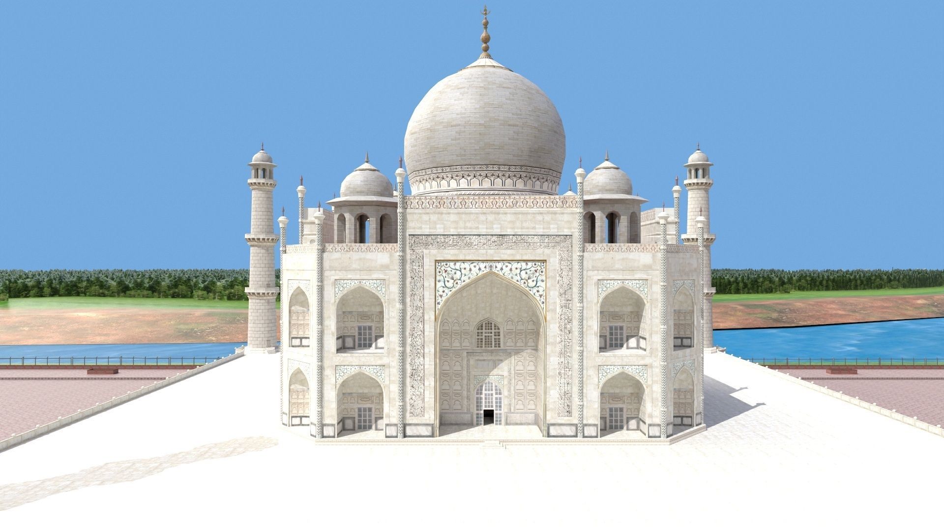 Taj mahal Low-poly 3D model_4