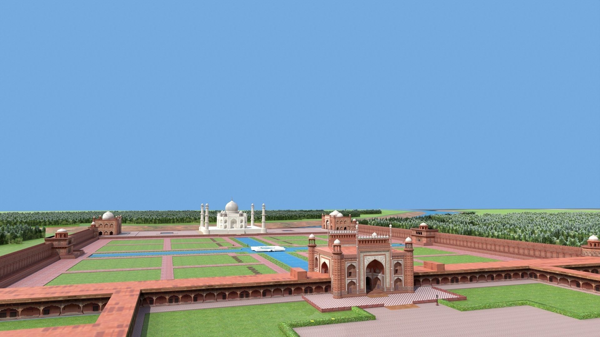 Taj mahal Low-poly 3D model_7