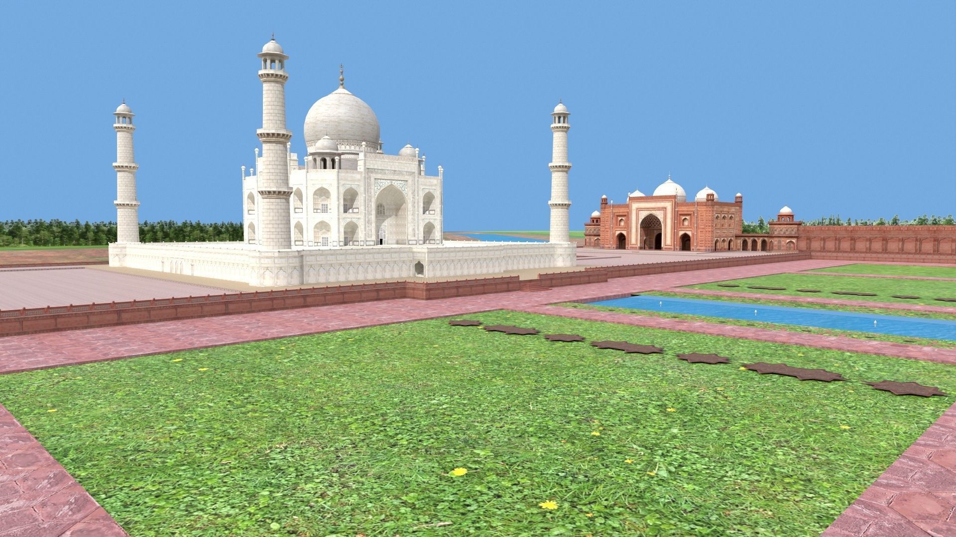 Taj mahal Low-poly 3D model_6