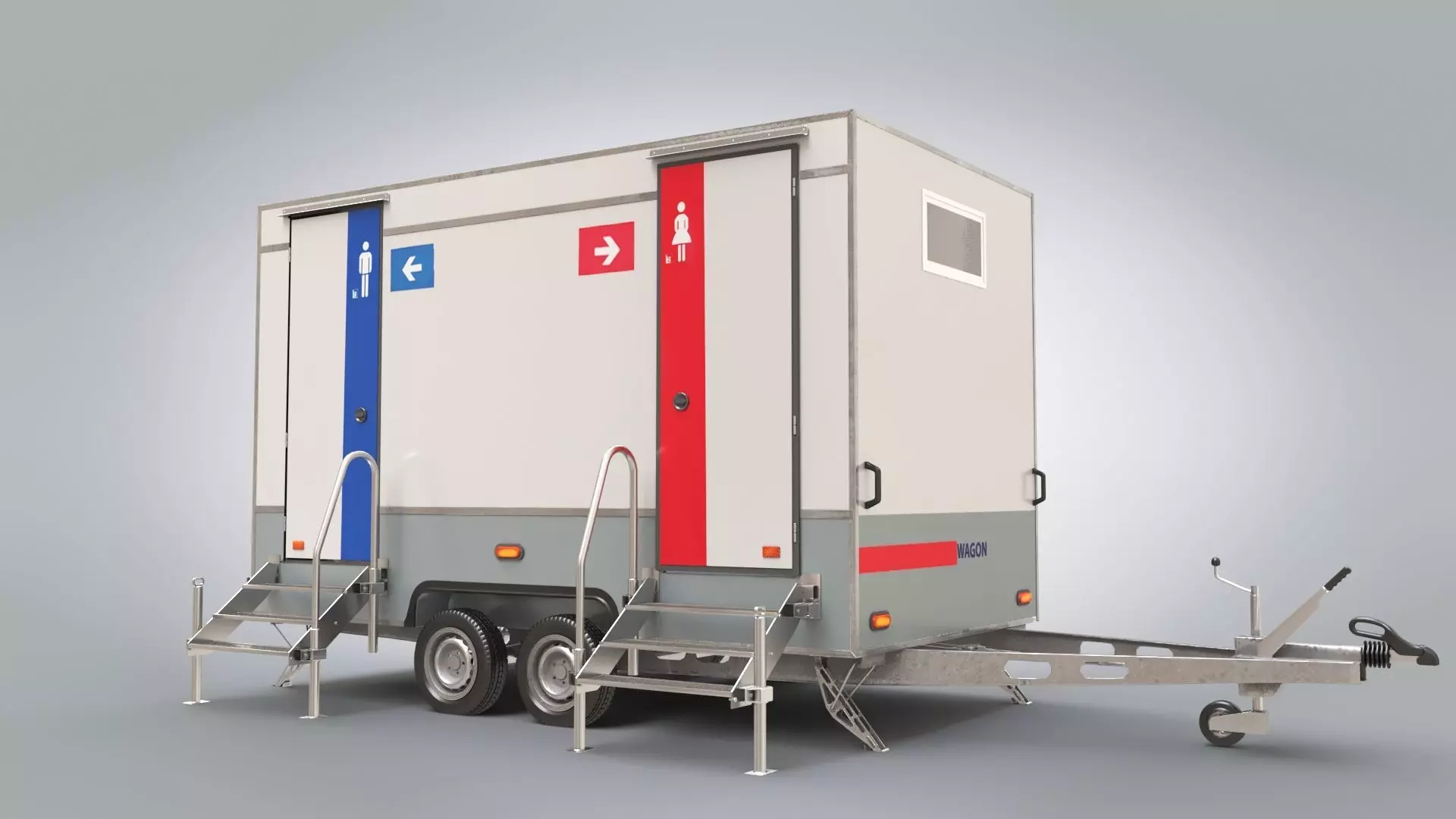 Portable WC Trailer-VIP Low-poly 3D model_0