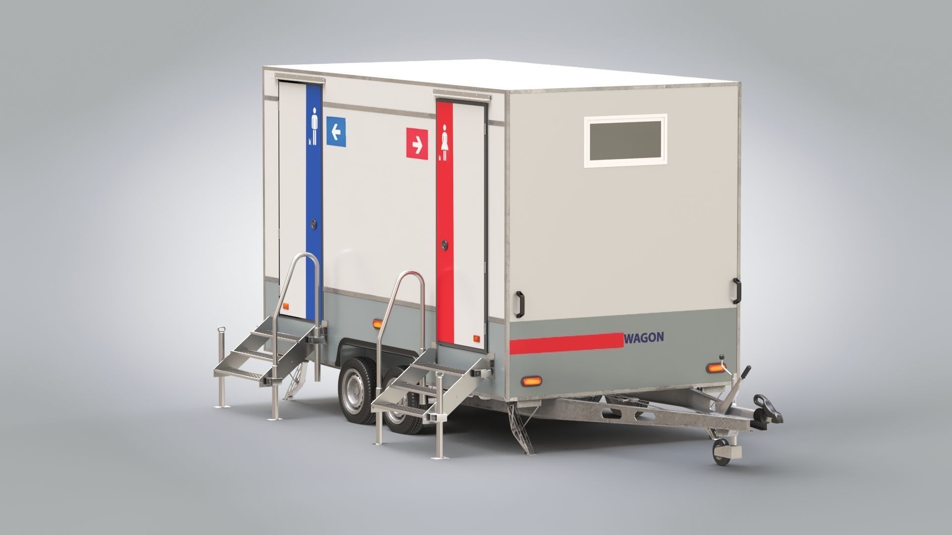 Portable WC Trailer-VIP Low-poly 3D model_25
