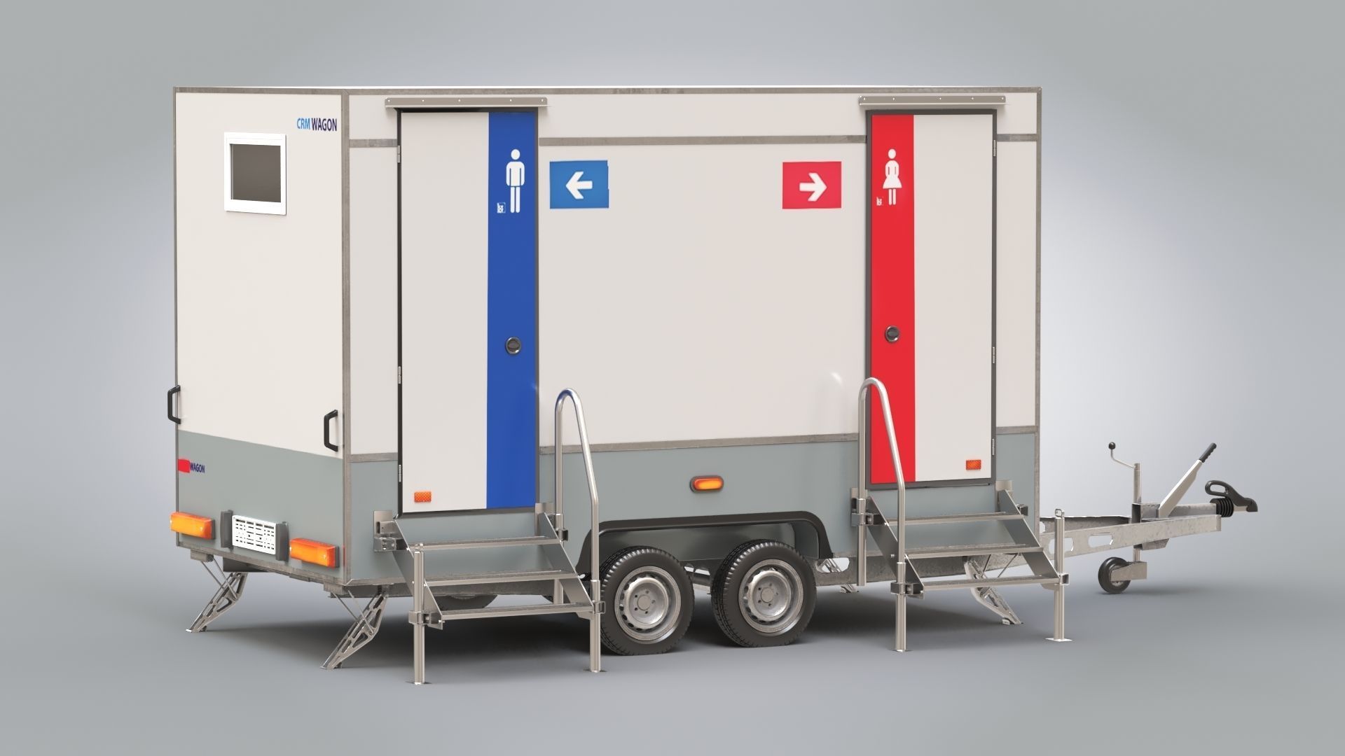 Portable WC Trailer-VIP Low-poly 3D model_3