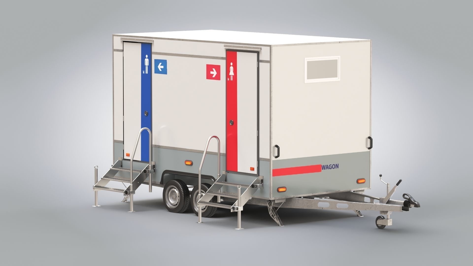 Portable WC Trailer-VIP Low-poly 3D model_16