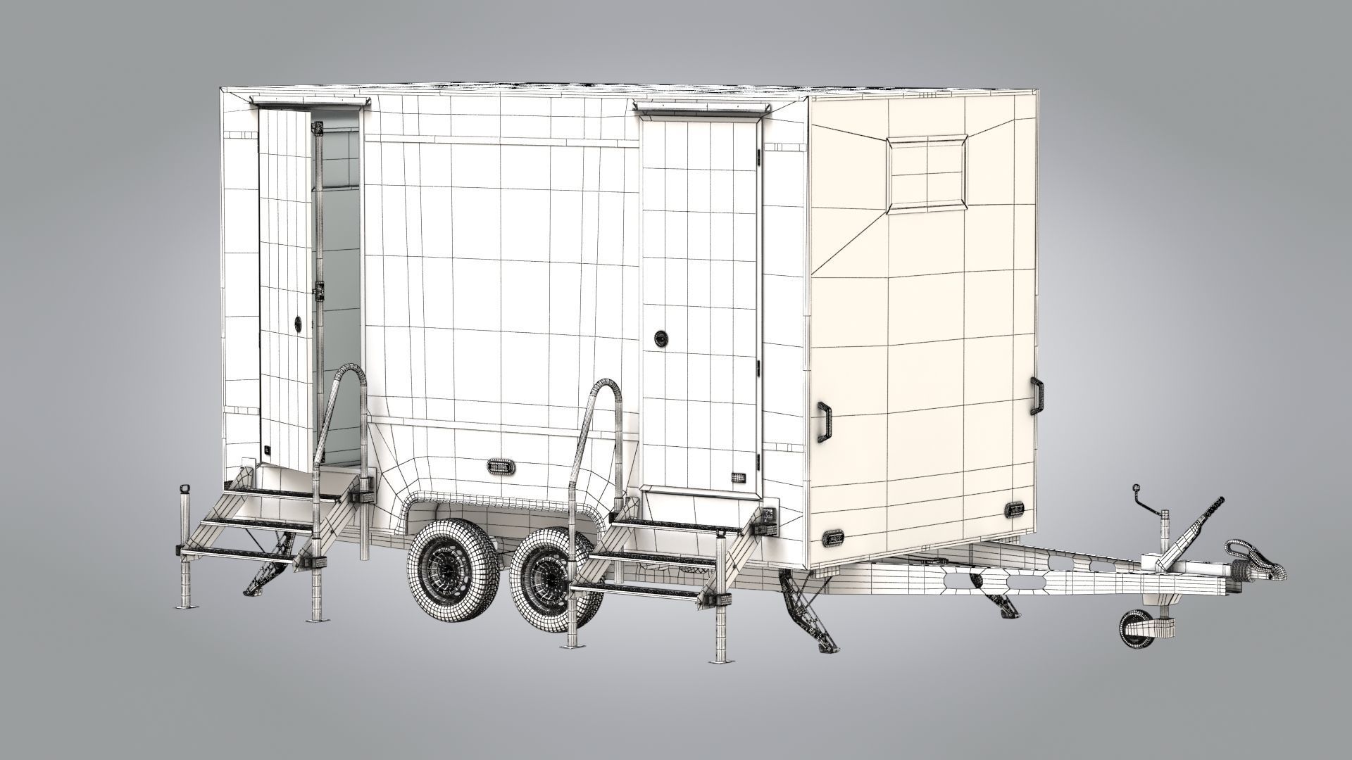 Portable WC Trailer-VIP Low-poly 3D model_10