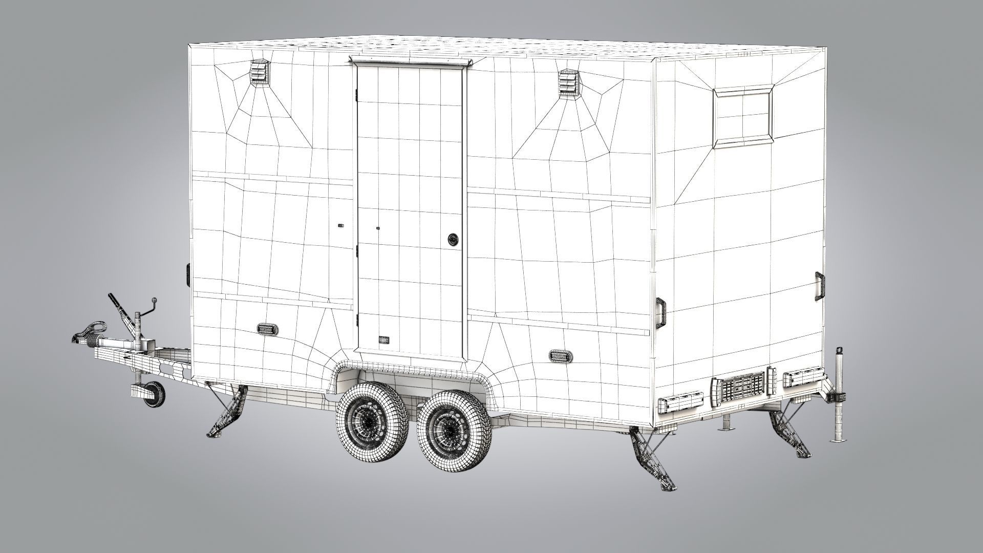 Portable WC Trailer-VIP Low-poly 3D model_11