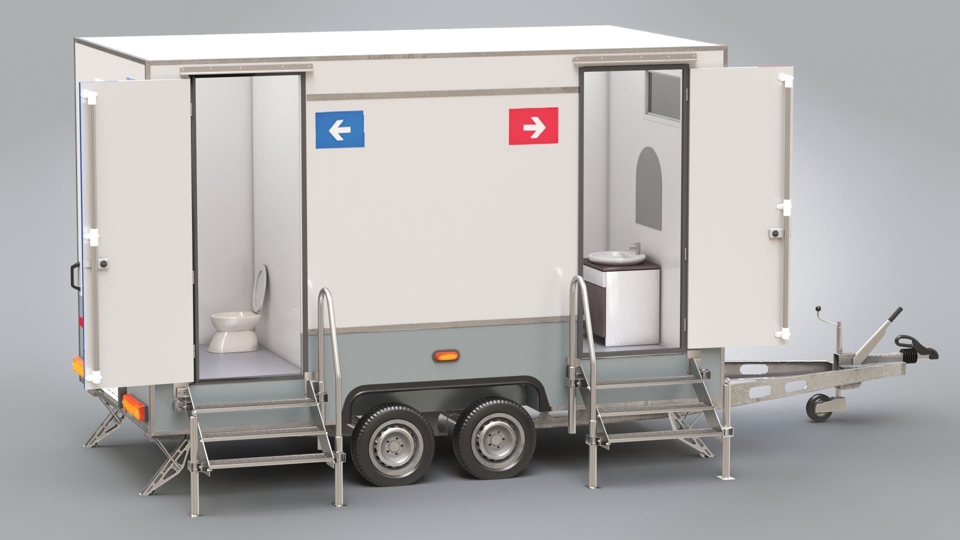 Portable WC Trailer-VIP Low-poly 3D model_4