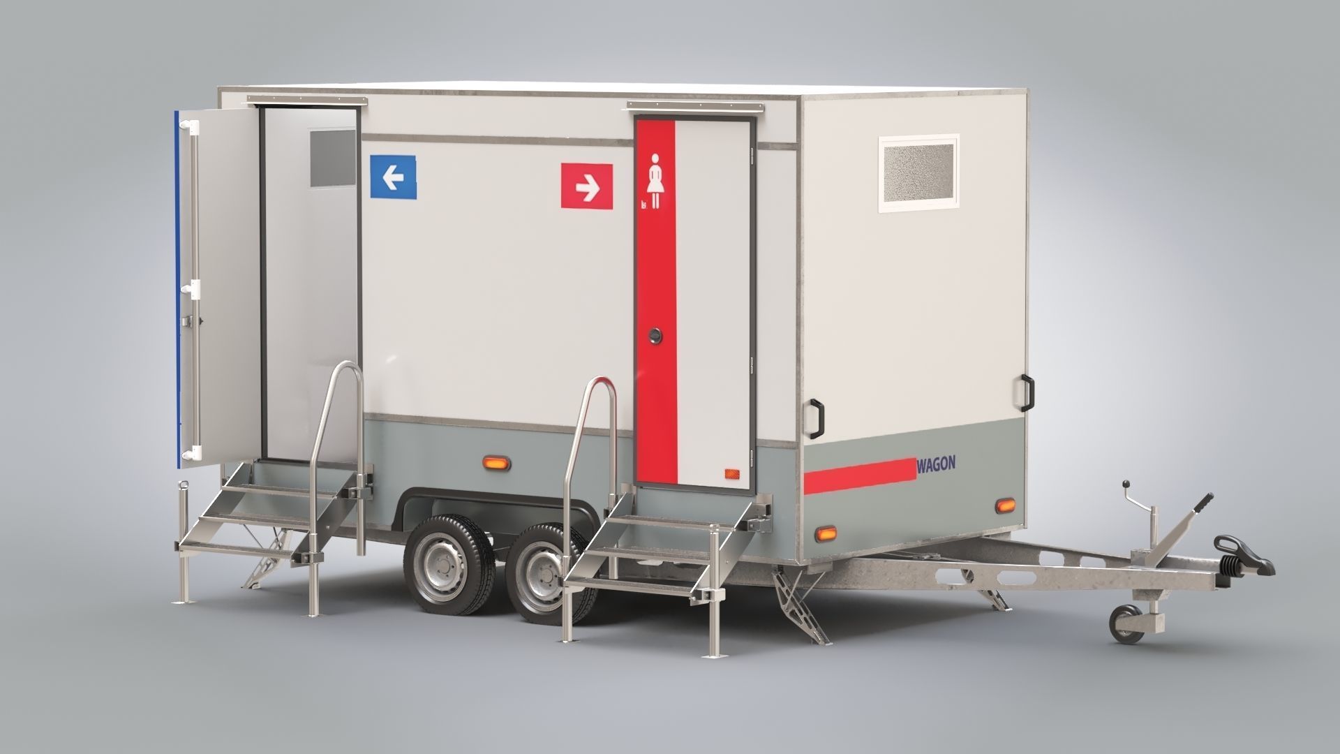 Portable WC Trailer-VIP Low-poly 3D model_1