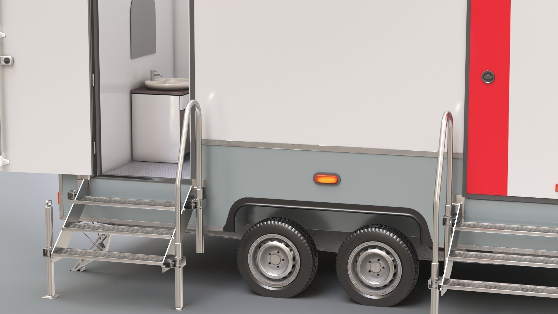 Portable WC Trailer-VIP Low-poly 3D model_7