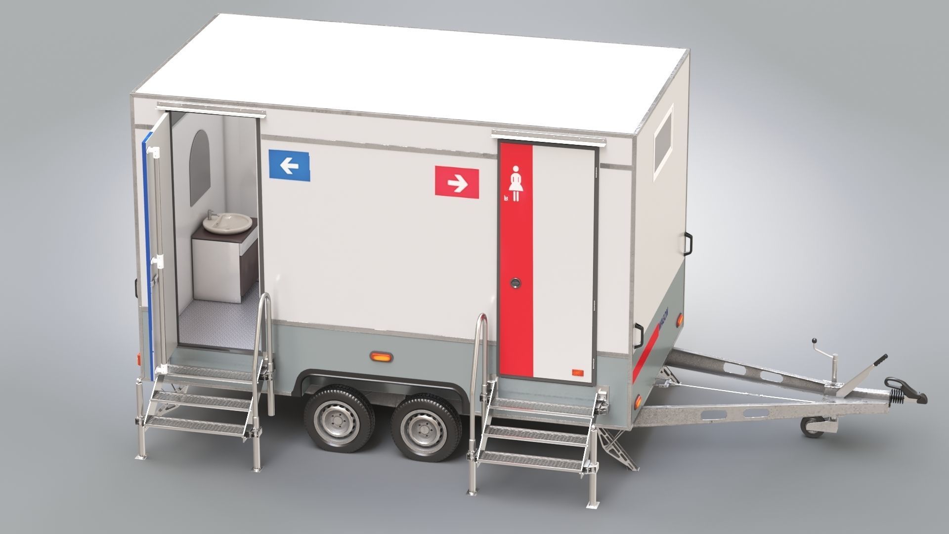 Portable WC Trailer-VIP Low-poly 3D model_2