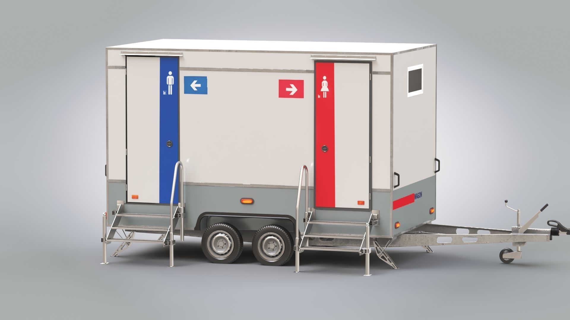 Portable WC Trailer-VIP Low-poly 3D model_21
