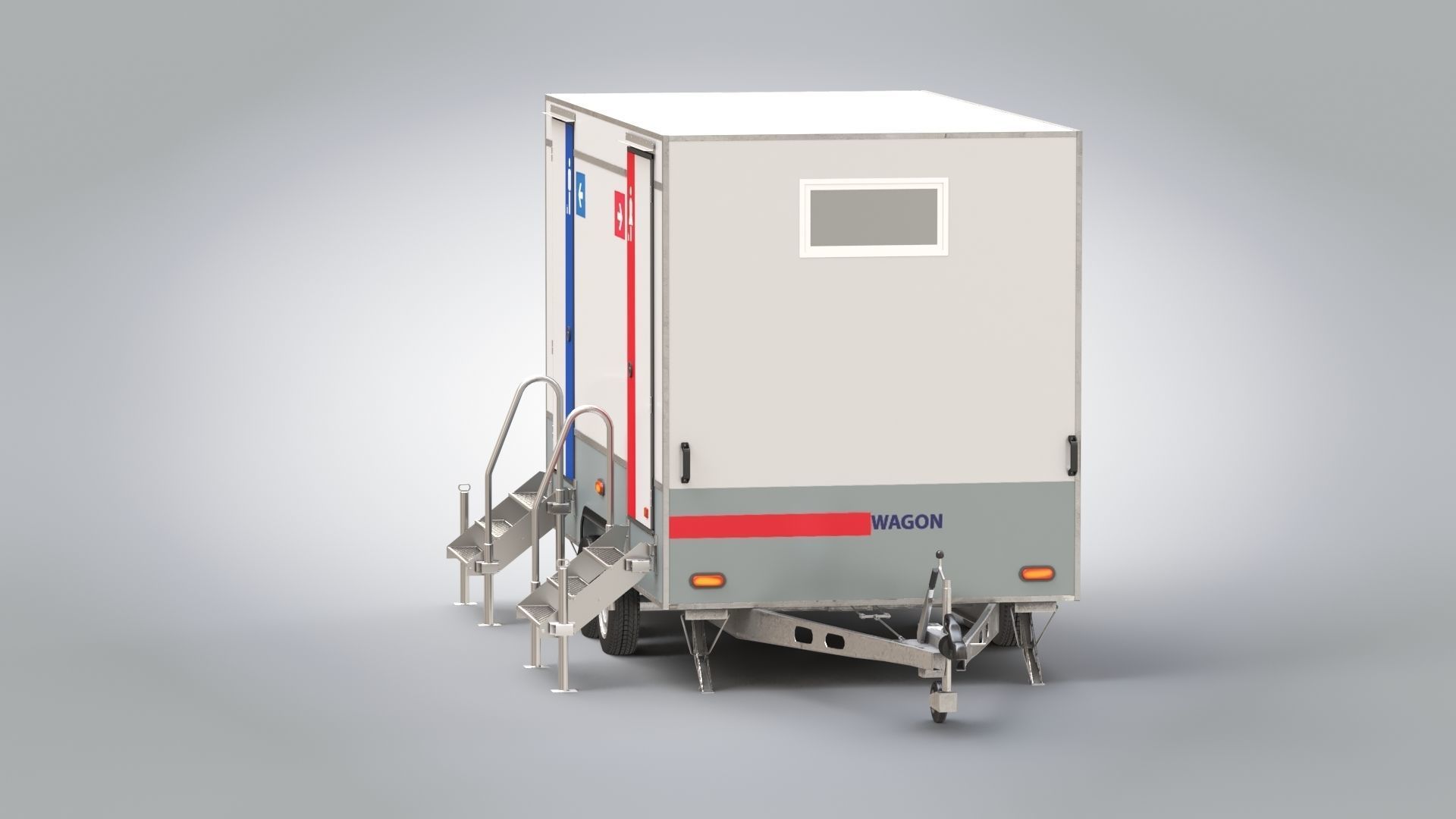 Portable WC Trailer-VIP Low-poly 3D model_24