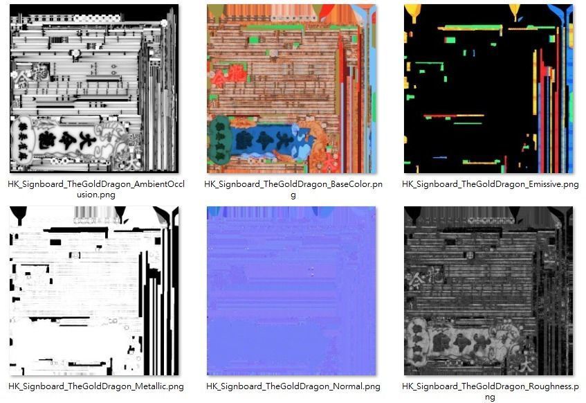 Hong Kong Neon Sign The Gold Dragon 3D model_8