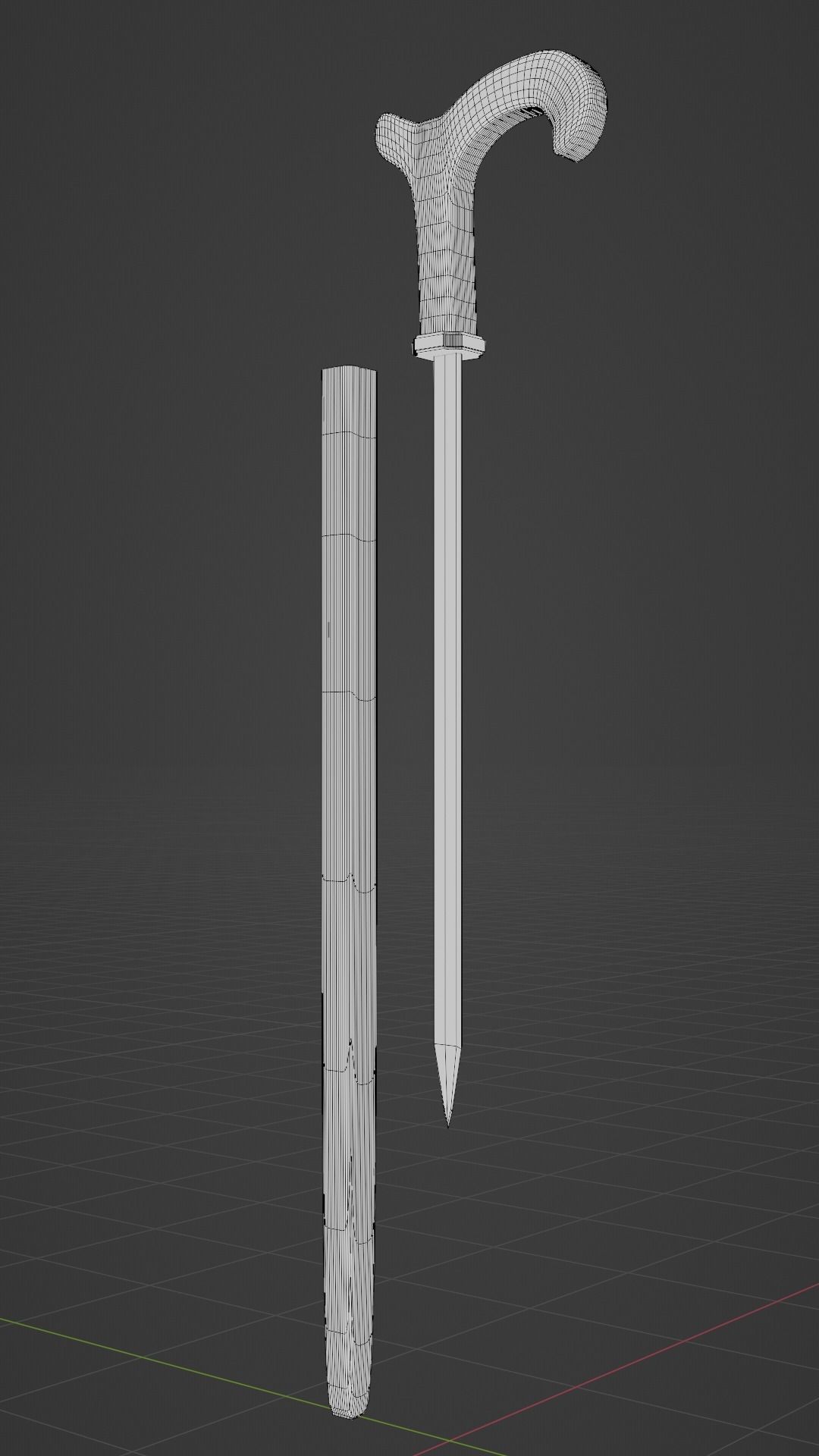 Cane Sword 3D model_2