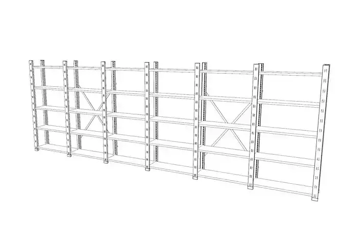 Steel shelf rack system 3D model