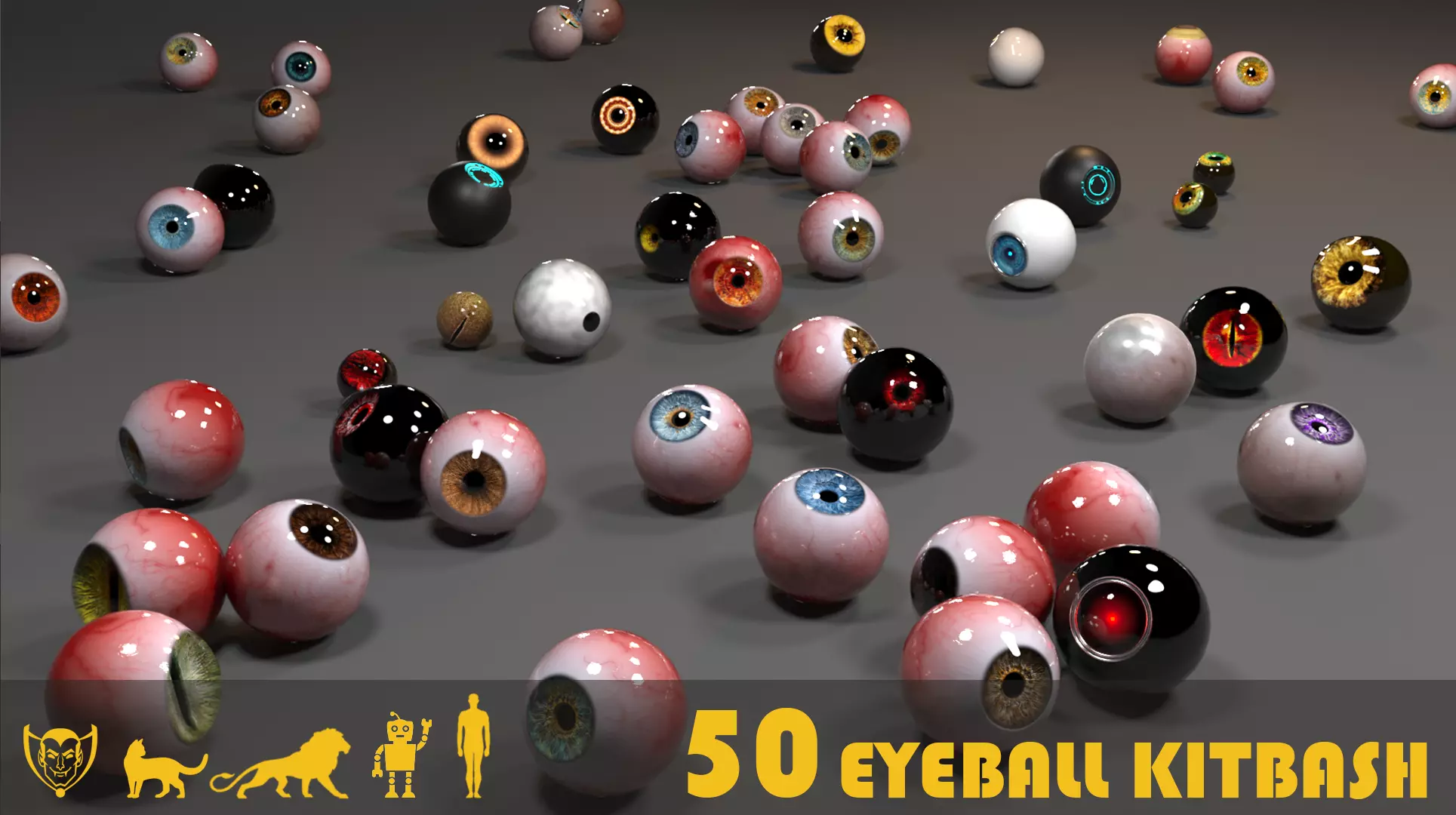 50 EyeBall Kitbash 3D model_0