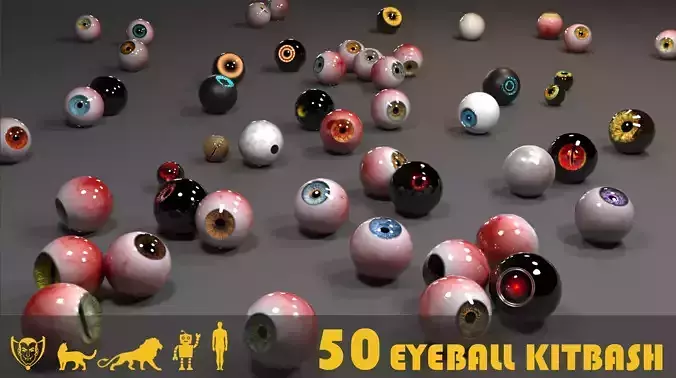 50 EyeBall Kitbash 3D model
