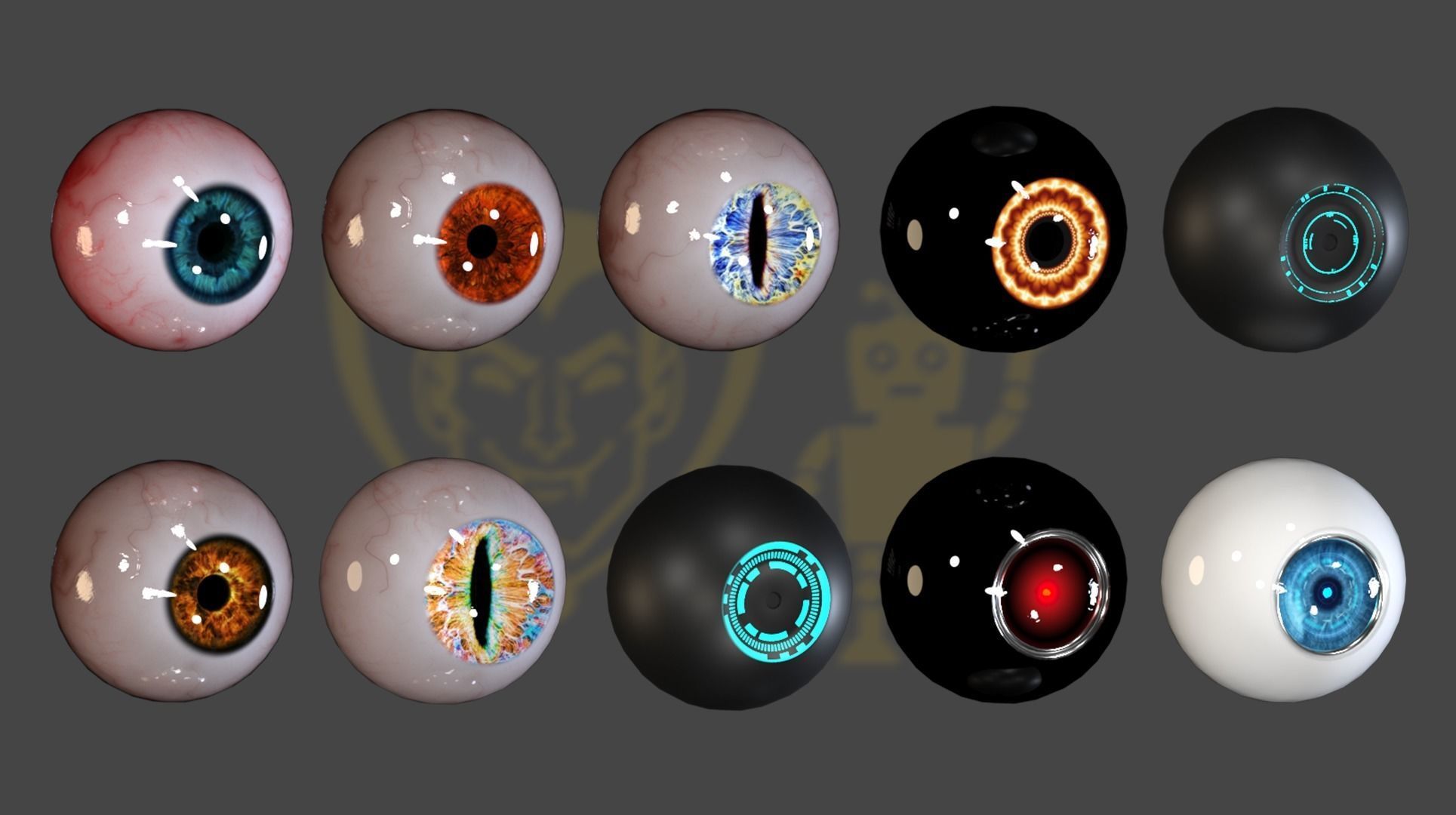 50 EyeBall Kitbash 3D model_5