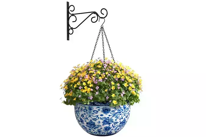 Hanging basket flowerpot rattan pot with flowers 