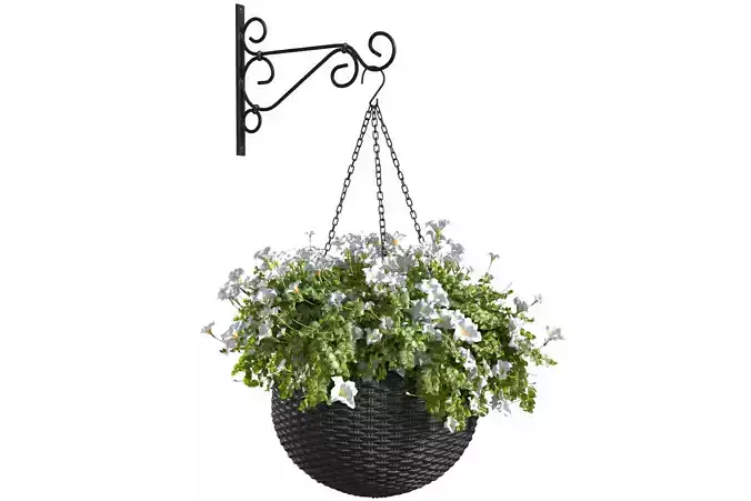 Hanging basket flowerpot rattan pot with flowers
