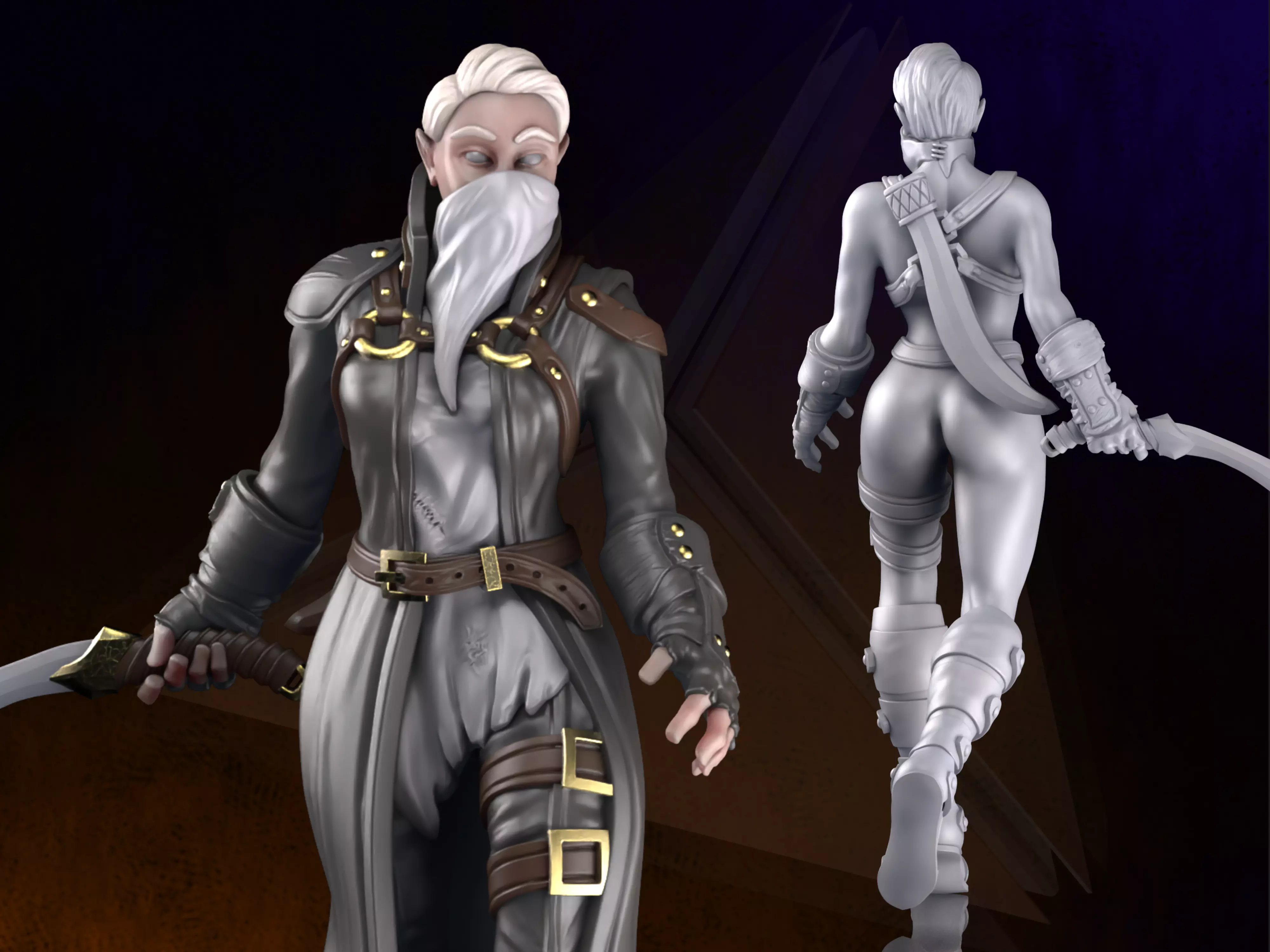 Zana the Rogue Roleplay and Tabletop Miniature 3D print model_0