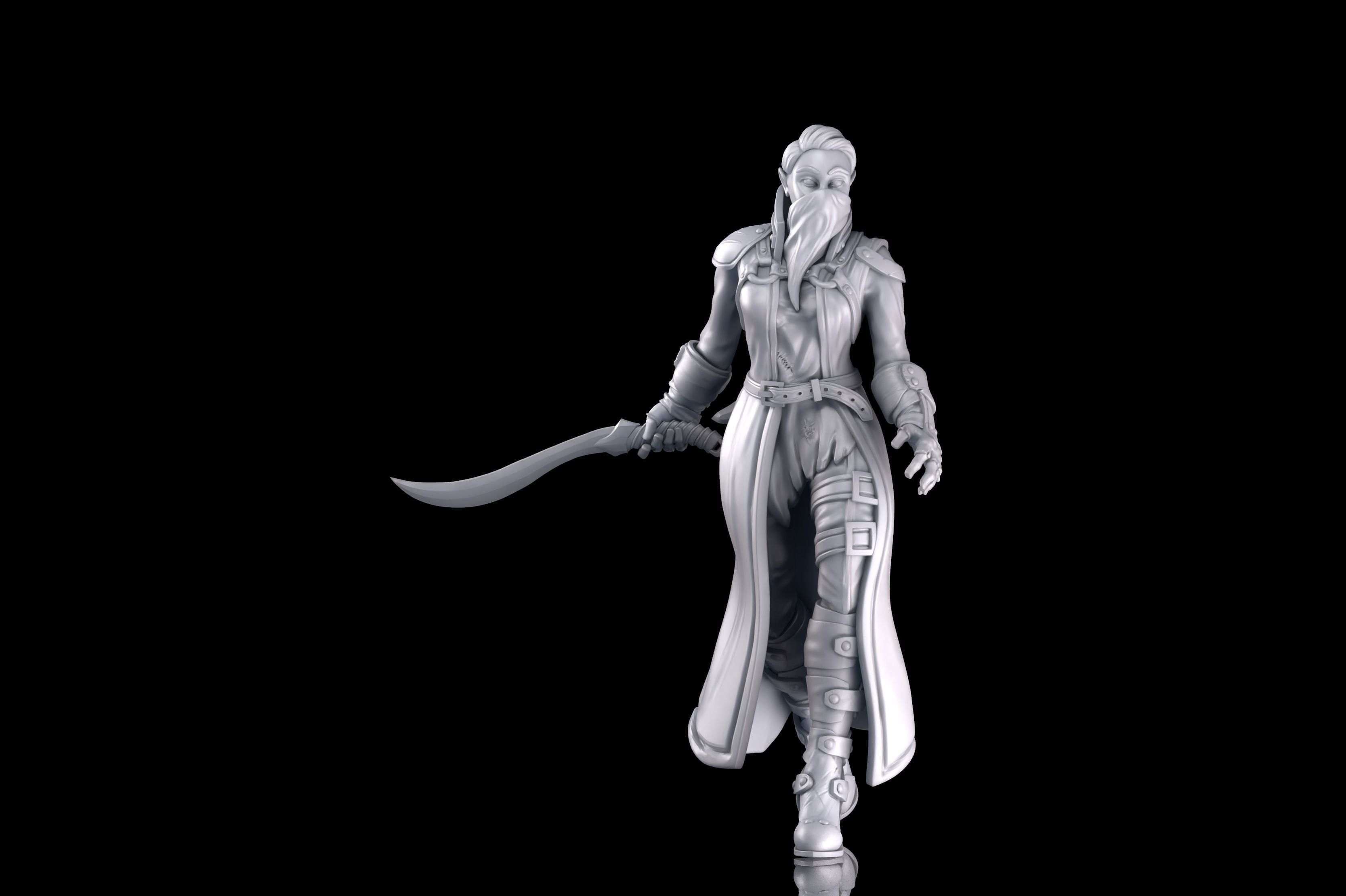 Zana the Rogue Roleplay and Tabletop Miniature 3D print model_1