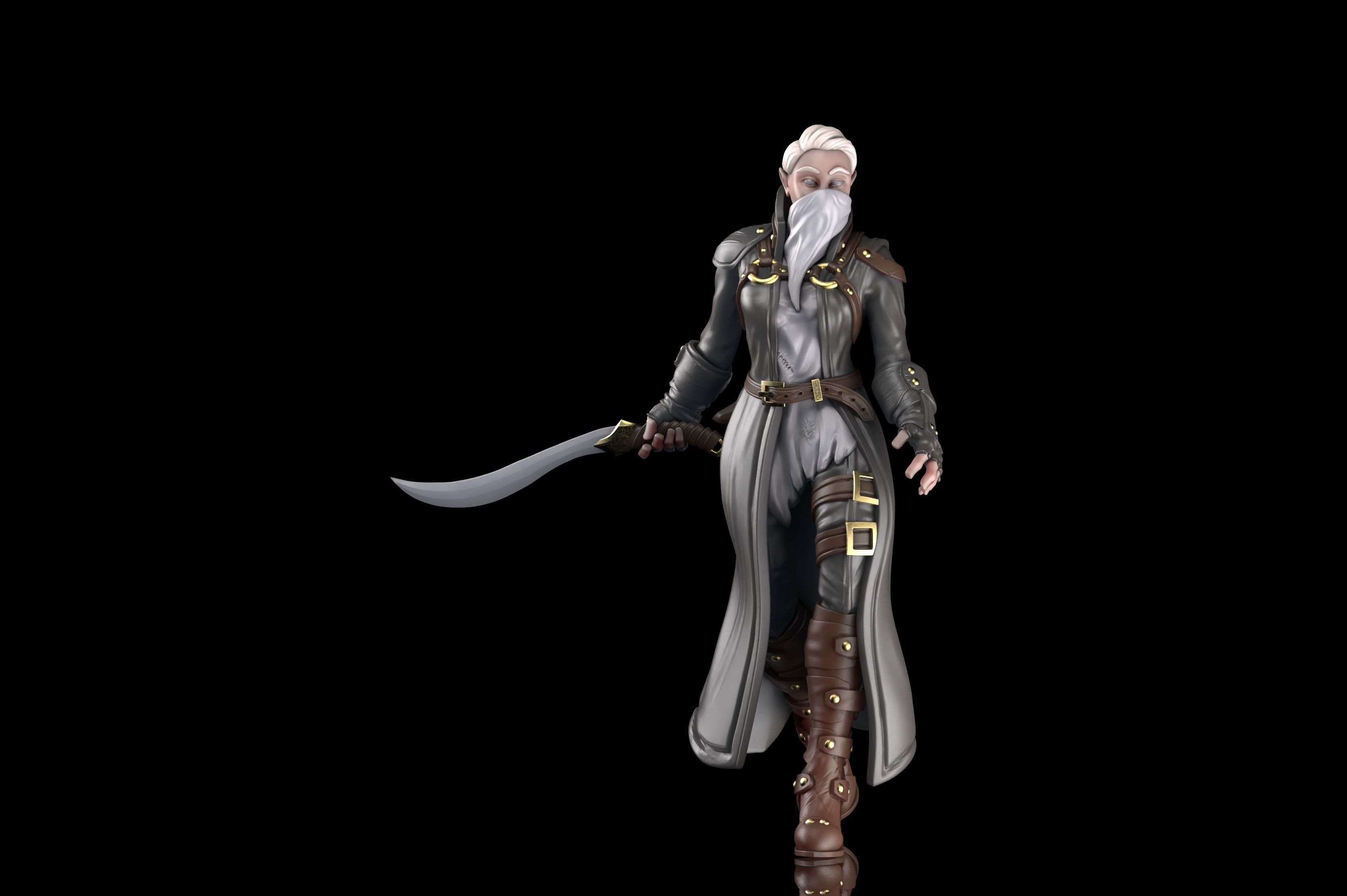 Zana the Rogue Roleplay and Tabletop Miniature 3D print model_7