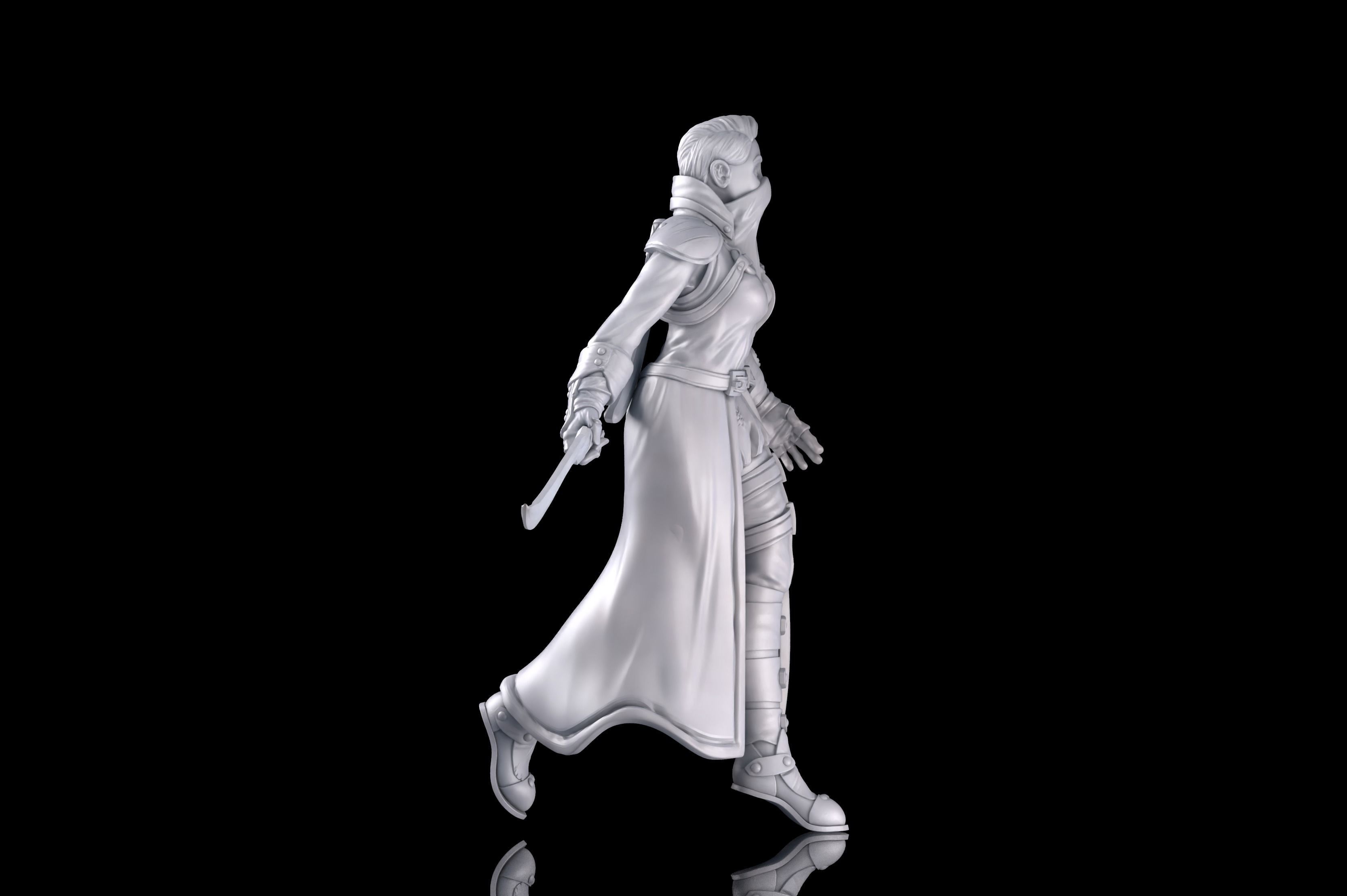 Zana the Rogue Roleplay and Tabletop Miniature 3D print model_2