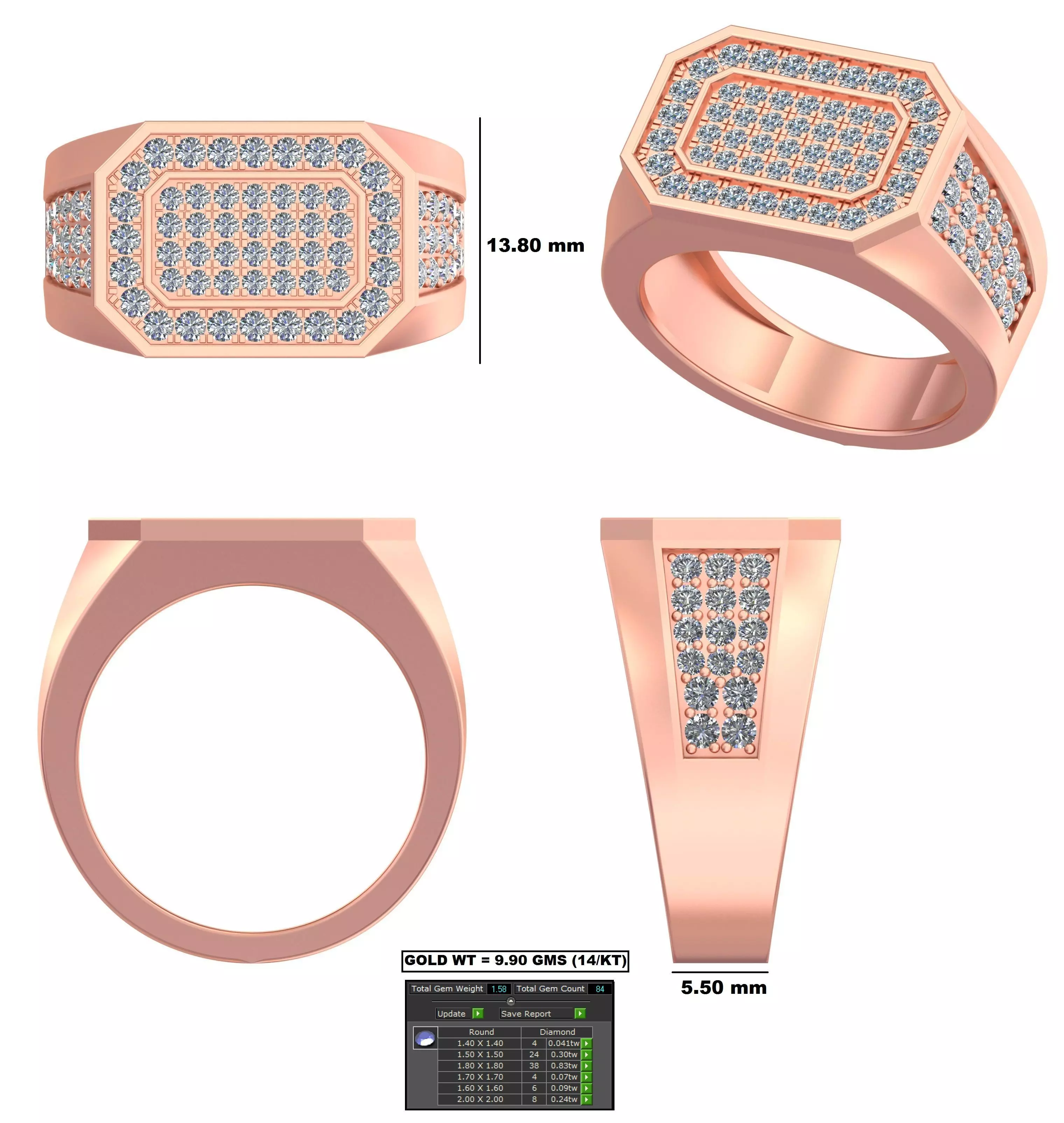 Unique Men Ring GR-96 3D print model