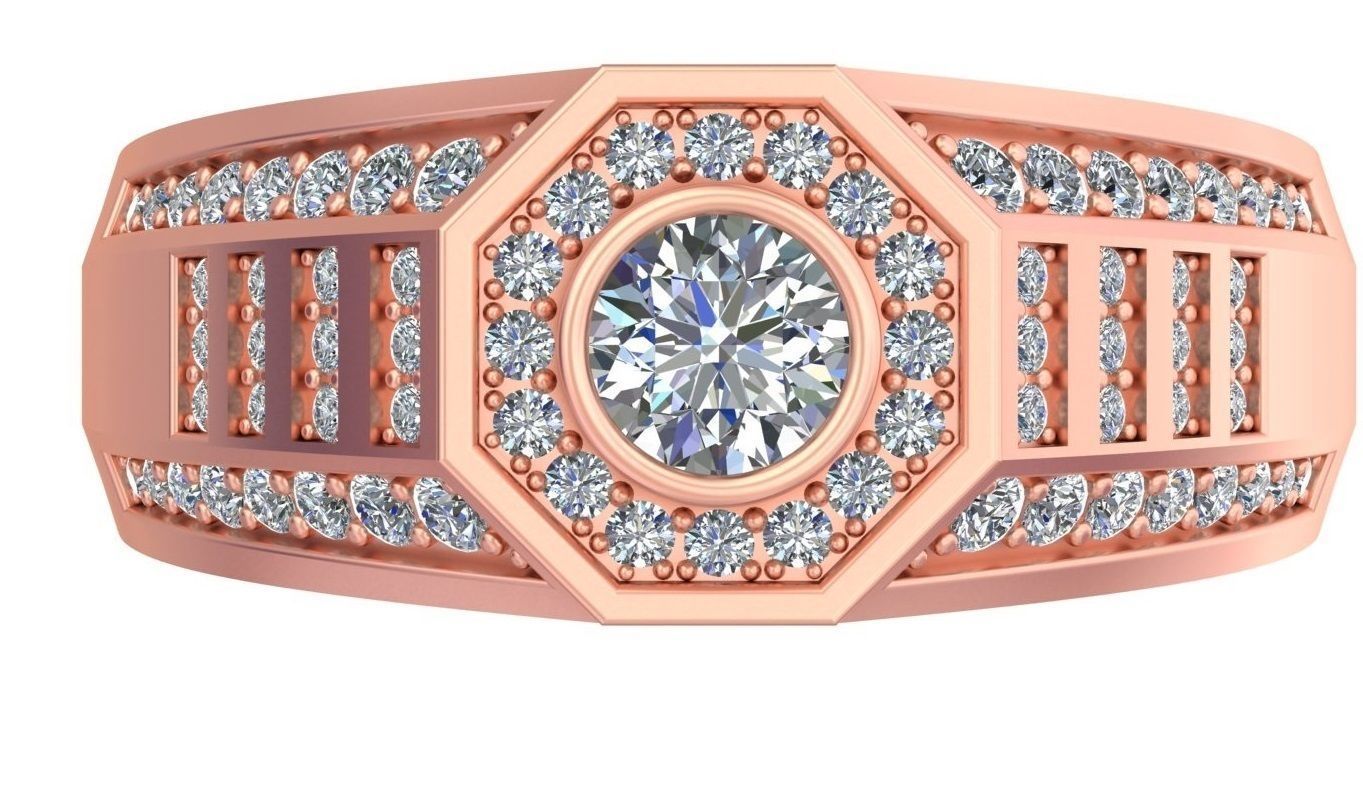 Round Diamond Step Style Man Ring GR-95 3D print model_1
