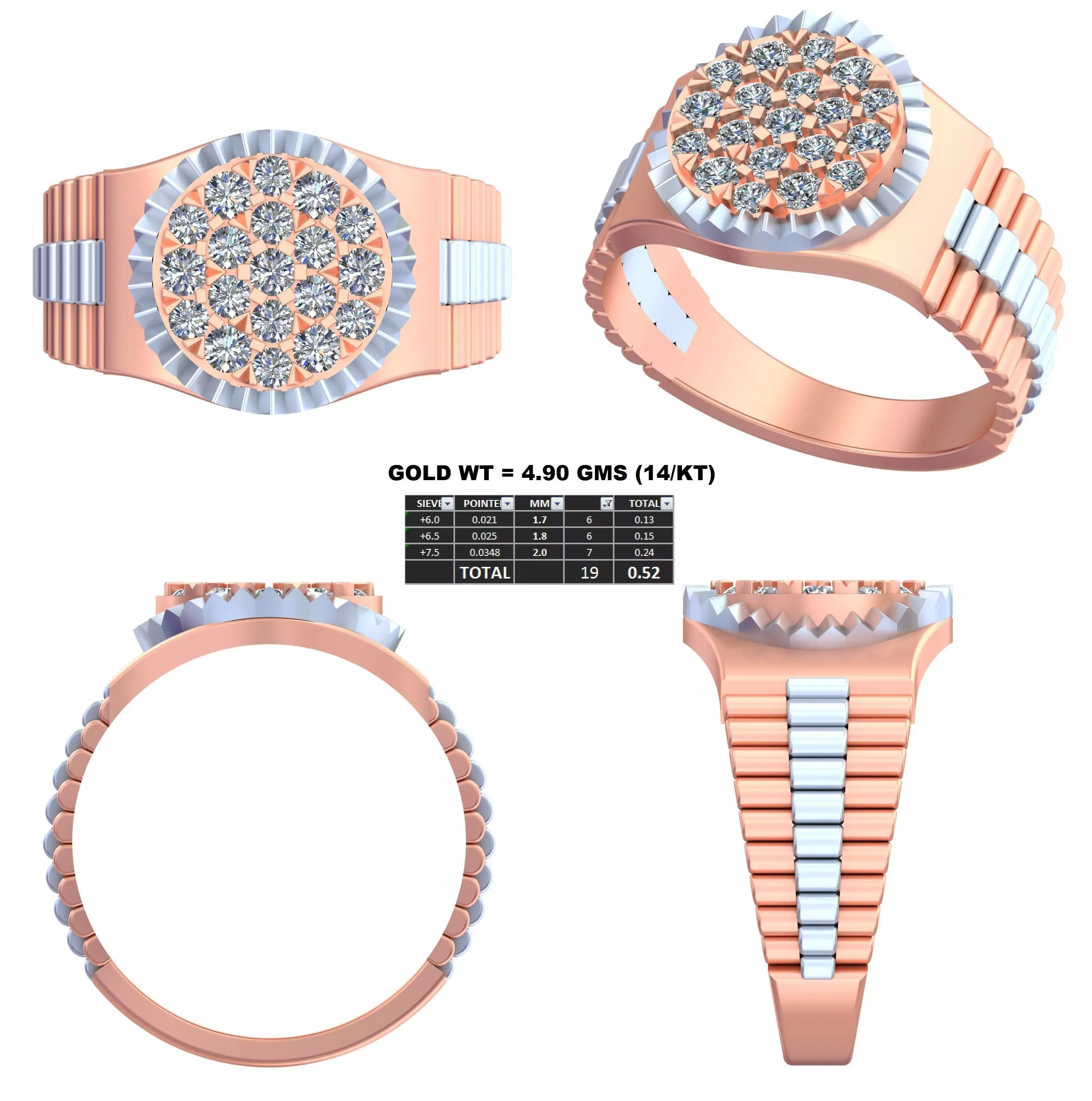 Step Cut Men Jewelry GR-89 3D print model