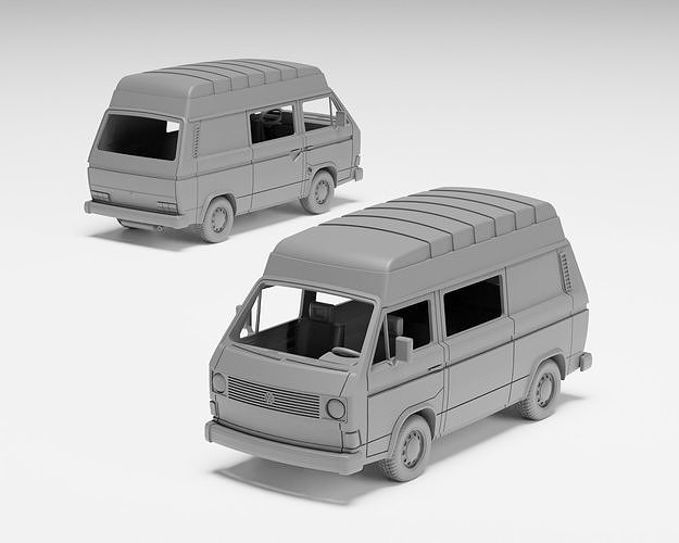 VW T3 Panel Van - H0 Scale model kit 3D print model 5