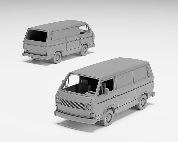 VW T3 Panel Van - H0 Scale model kit 3D print model 4