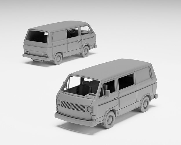 VW T3 Panel Van - H0 Scale model kit 3D print model 6