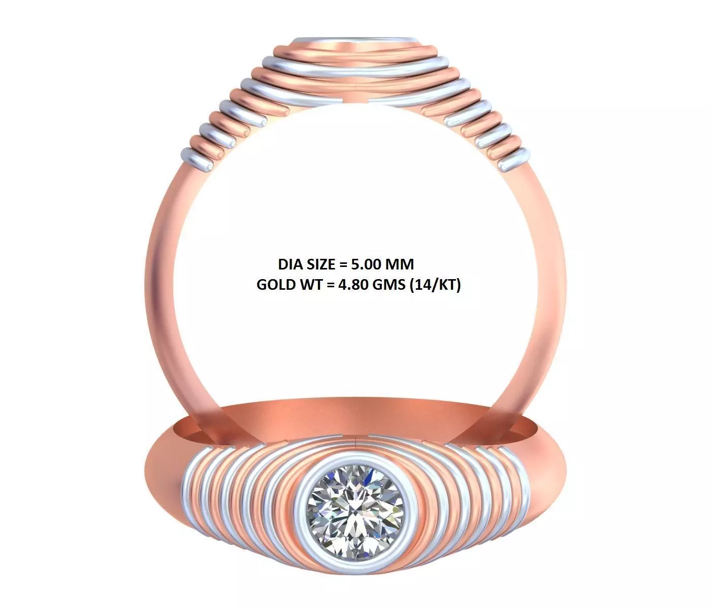 Bezel Set Single Diamond Ring GR-68 3D print model_0