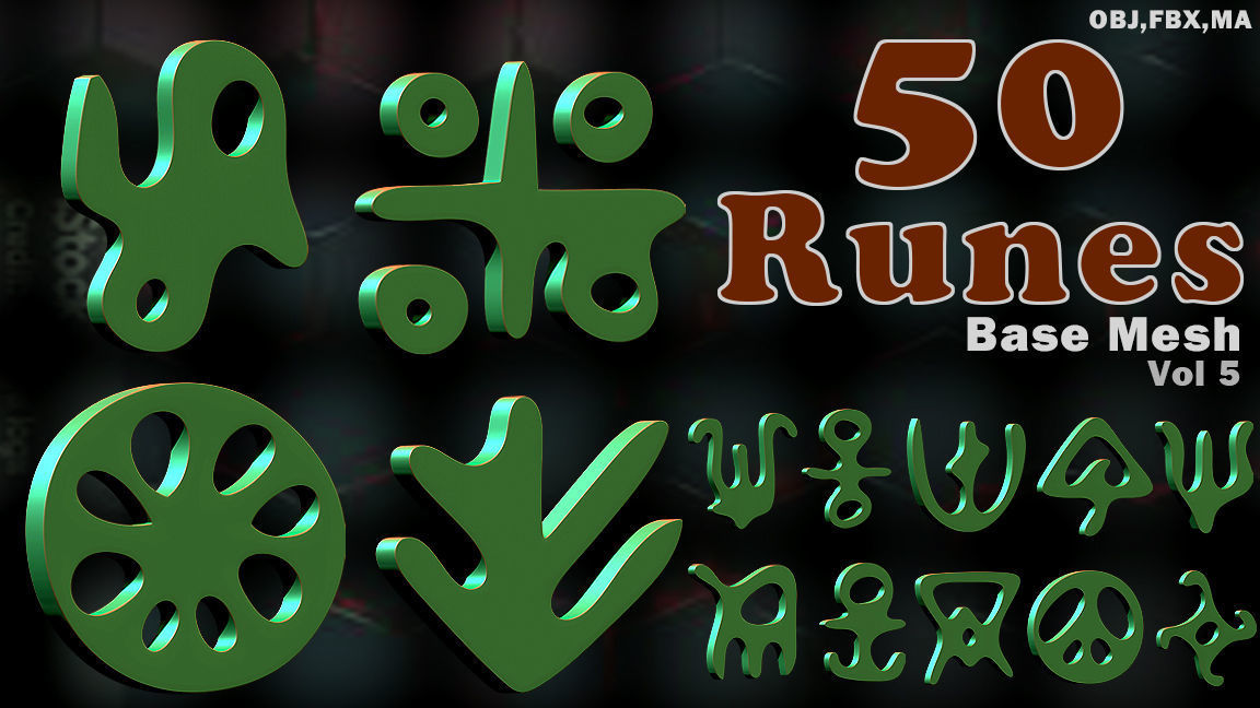 3D model 50 Runes Base Mesh Vol 5 VR / AR / low-poly | CGTrader