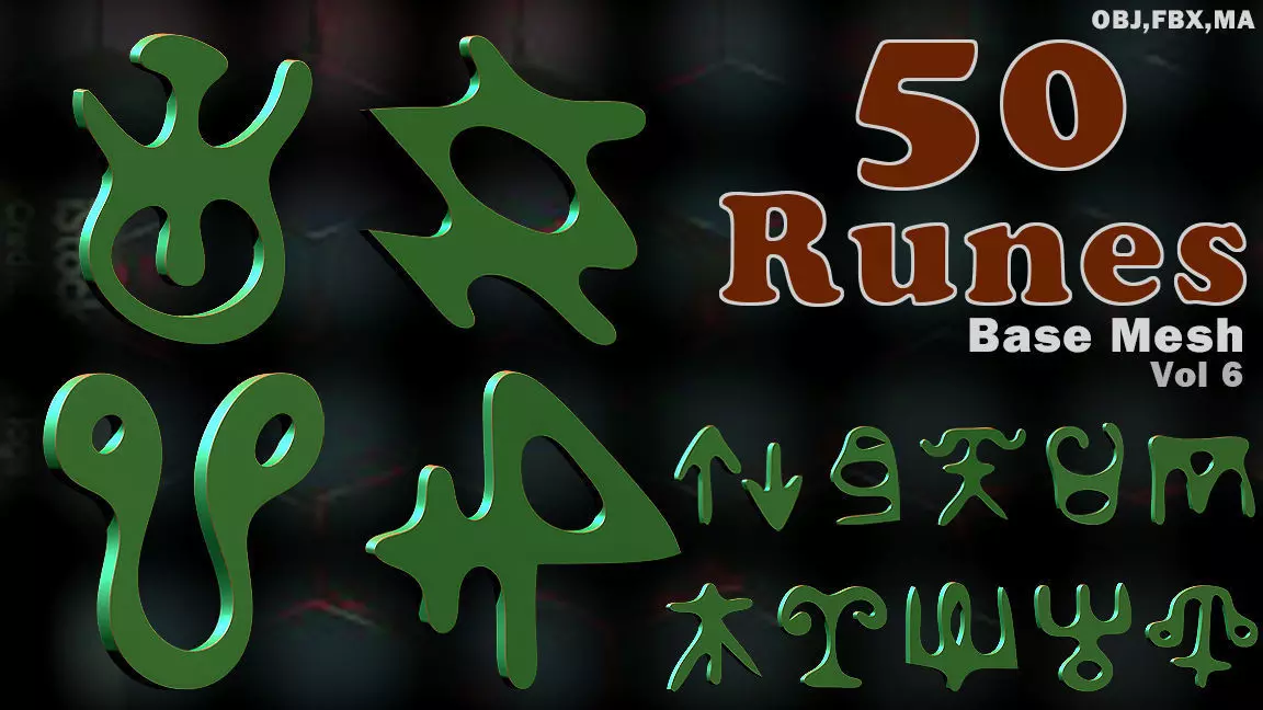 Base Rune 3D model 50 Runes Base Mesh Vol 6 VR / AR / low-poly | CGTrader