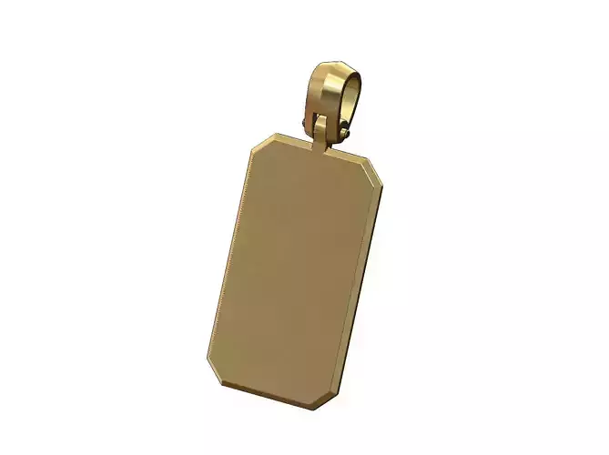 Chamfred rectangular dogtag pendant with bail