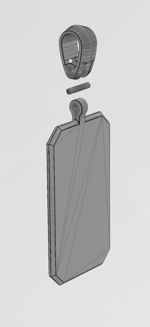 Chamfred rectangular dogtag pendant with bail 3D print model_13