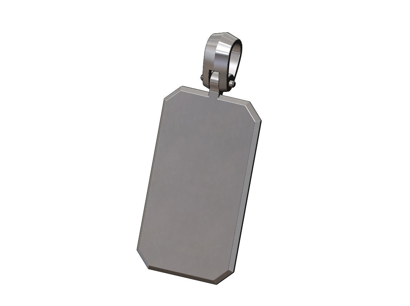 Chamfred rectangular dogtag pendant with bail 3D print model_9