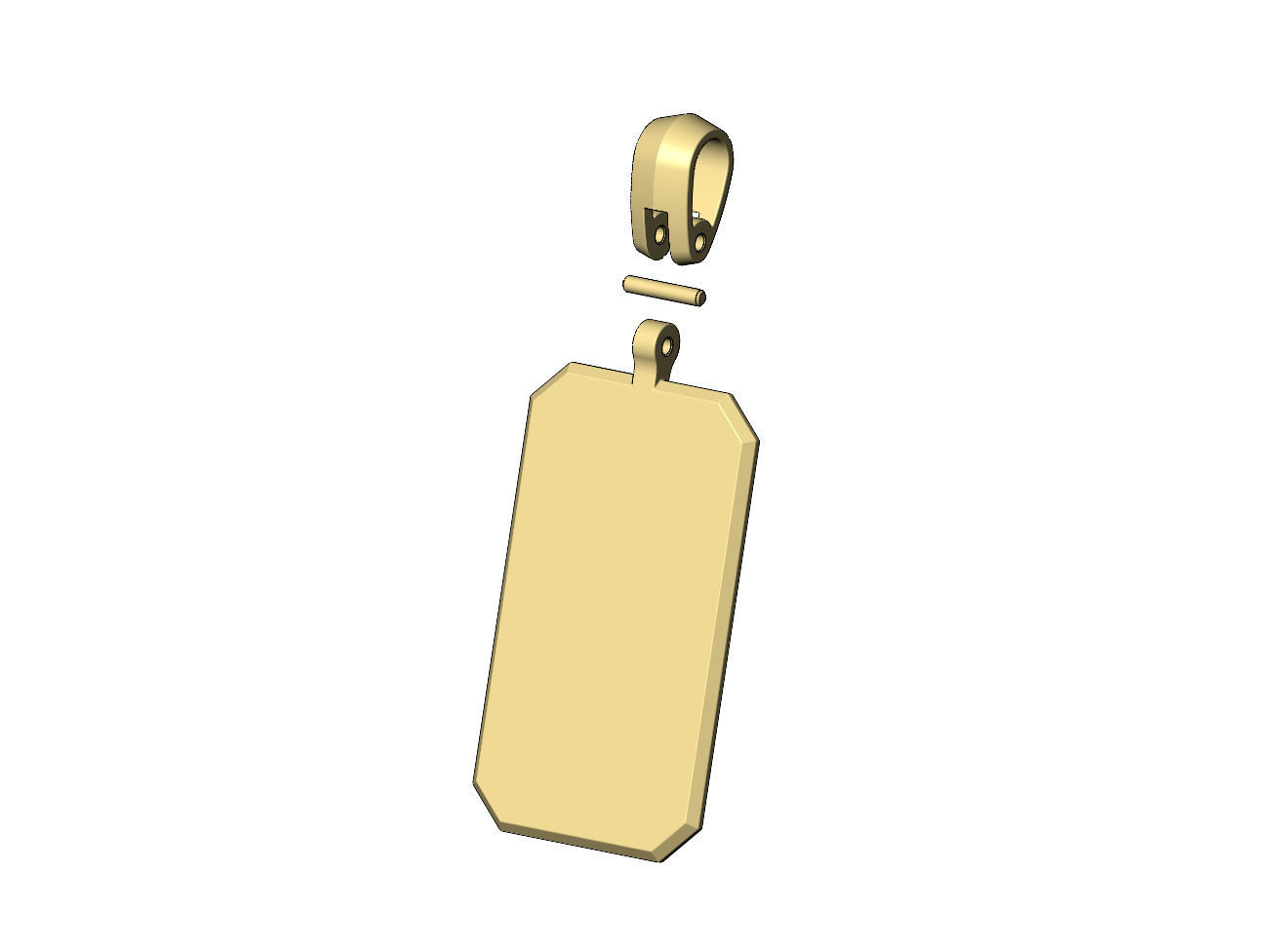 Chamfred rectangular dogtag pendant with bail 3D print model_4