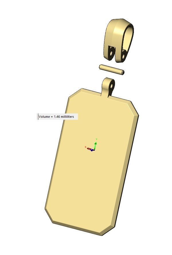 Chamfred rectangular dogtag pendant with bail 3D print model_11