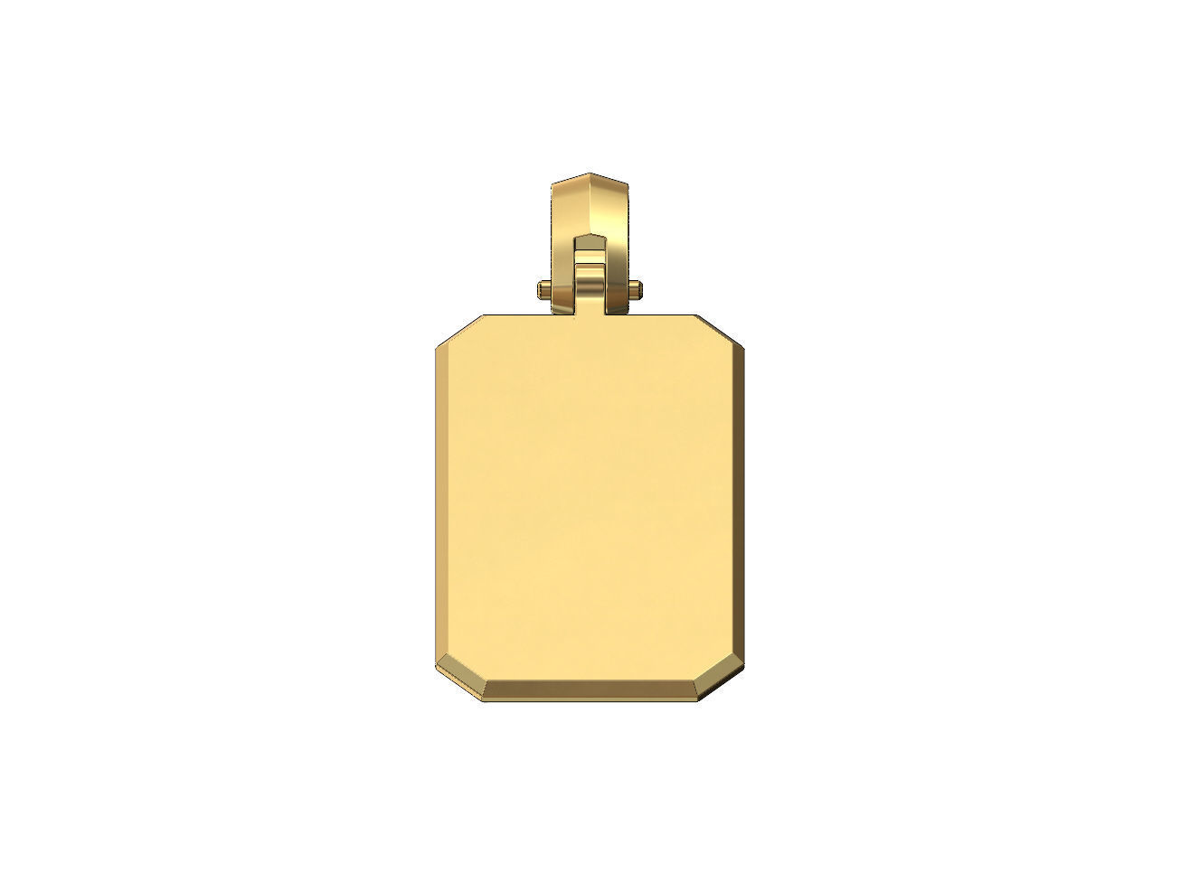 Chamfred rectangular dogtag pendant with bail 3D print model_3