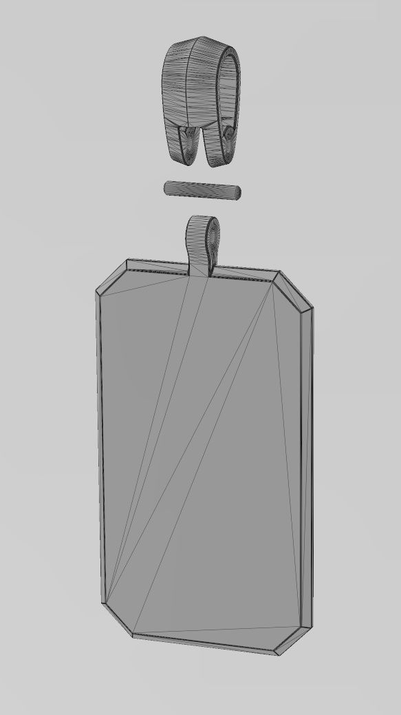 Chamfred rectangular dogtag pendant with bail 3D print model_12