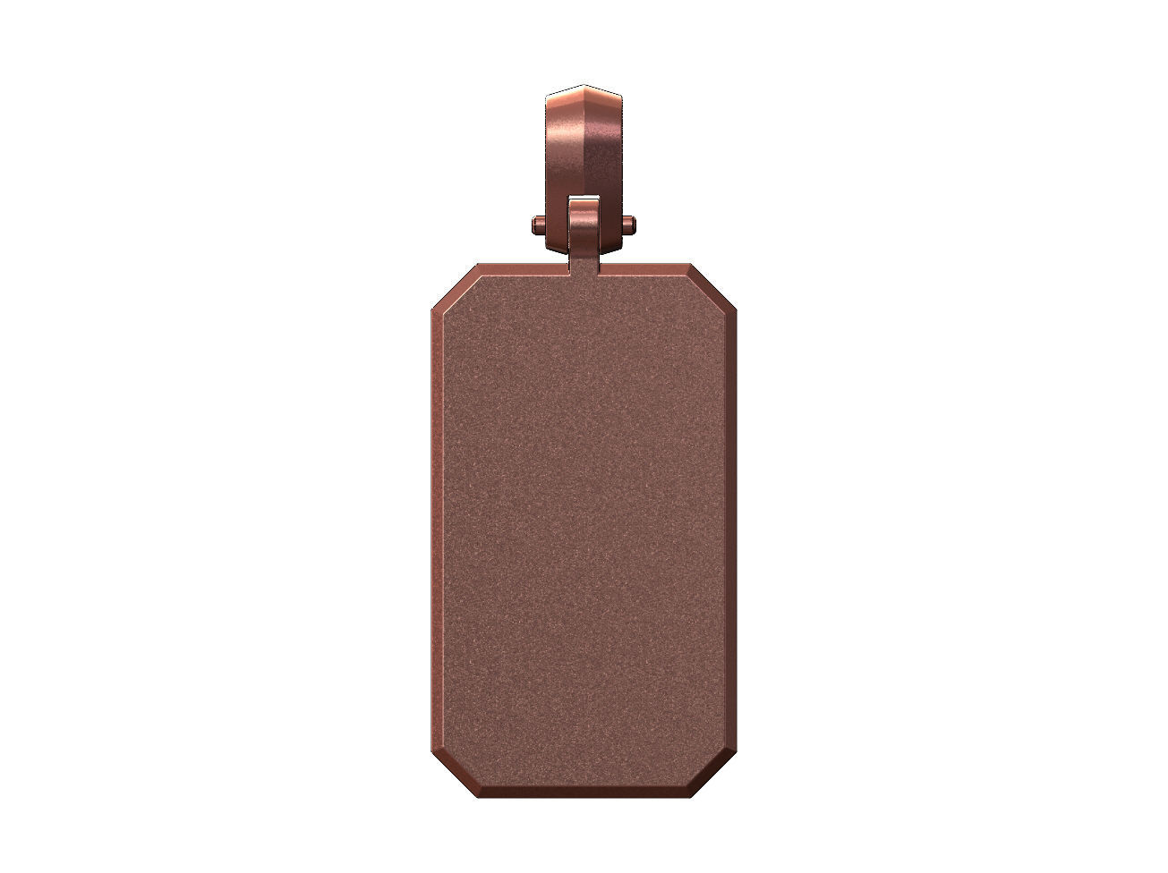 Chamfred rectangular dogtag pendant with bail 3D print model_10